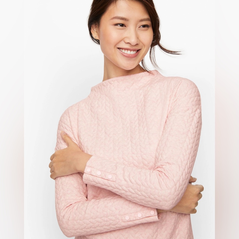 Talbots Comfortable Jacquard Popover Top ~ Pink with a Shimmer ~ Oversized Small